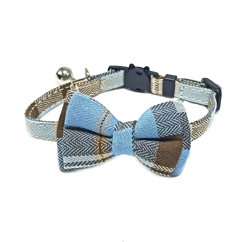 Cat Collar With Bow Tie And Bell Adjustable Elastic Strap