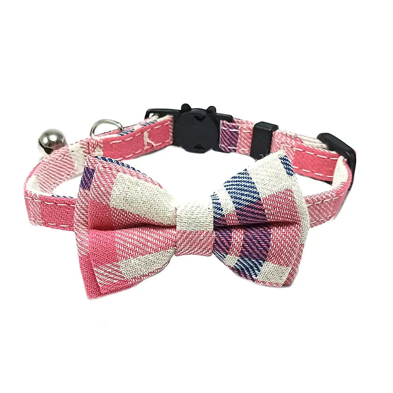 Cat Collar With Bow Tie And Bell Adjustable Elastic Strap