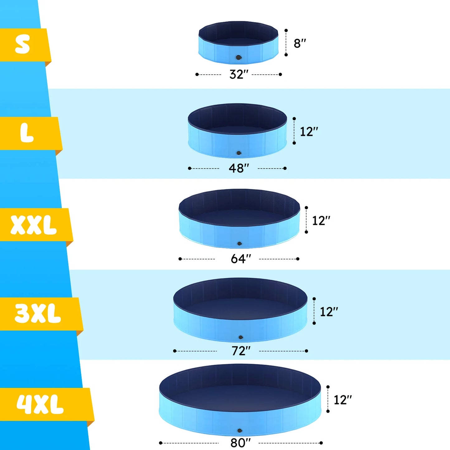 Foldable Portable Dog Pool for Pets Anti Slip Collapsible Bathtub