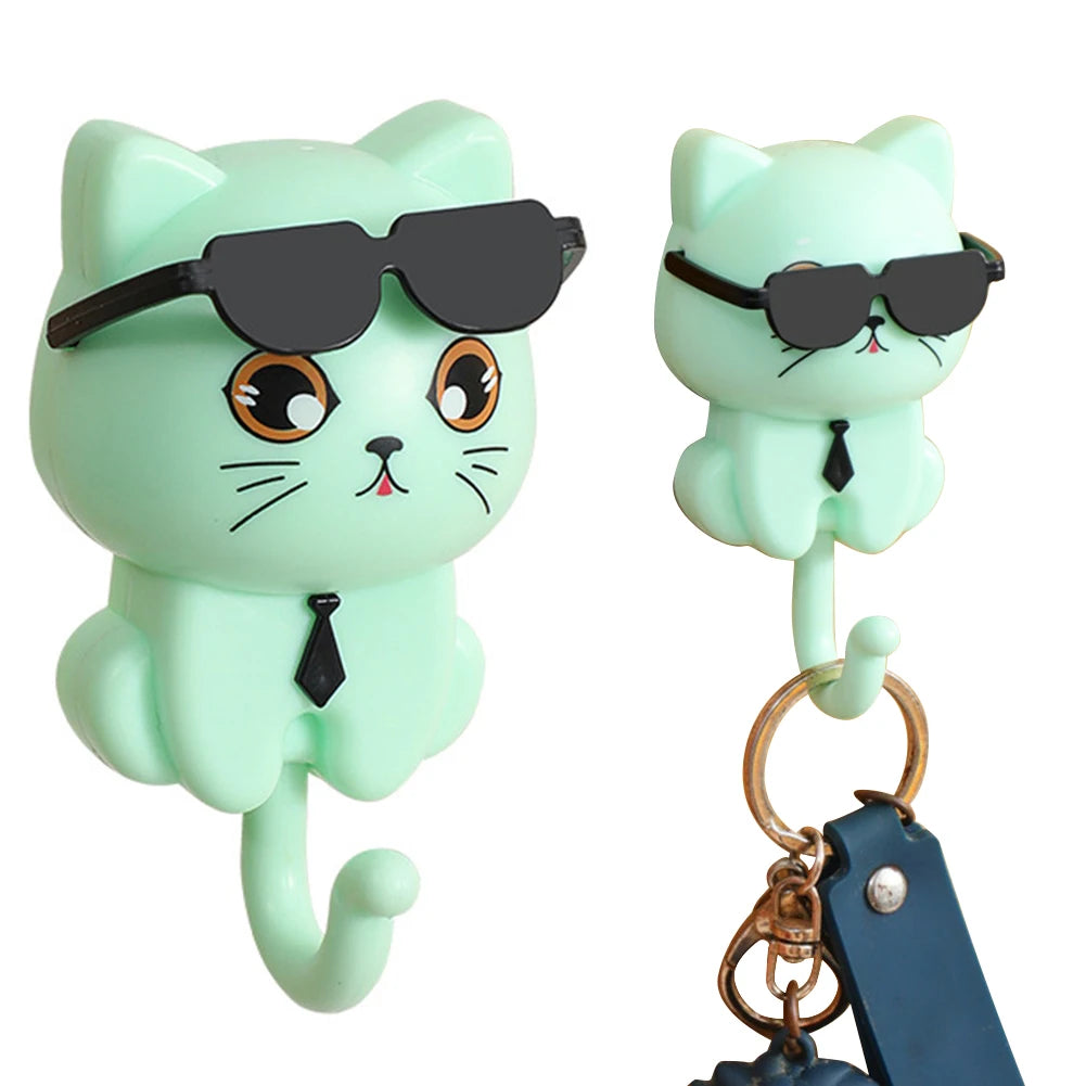 Alloet Cartoon Cat Hook Adhesive Key Holder Wall Coat Hooks