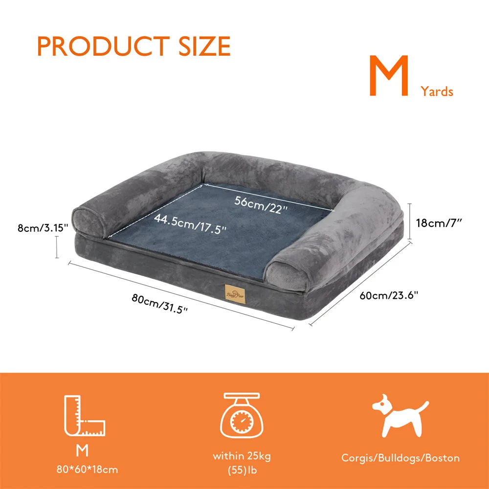 BORWARTCN Calming Orthopedic Memory Foam Dog Bed With Removable Cover