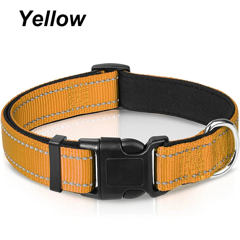 NONECN Reflective Neoprene Padded Dog Collar Adjustable Nylon