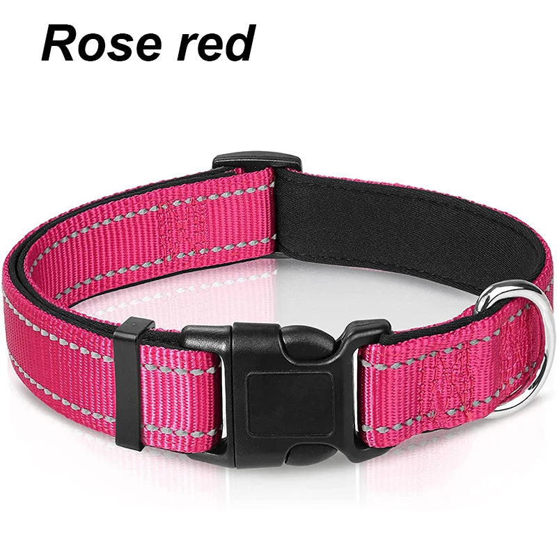 NONECN Reflective Neoprene Padded Dog Collar Adjustable Nylon