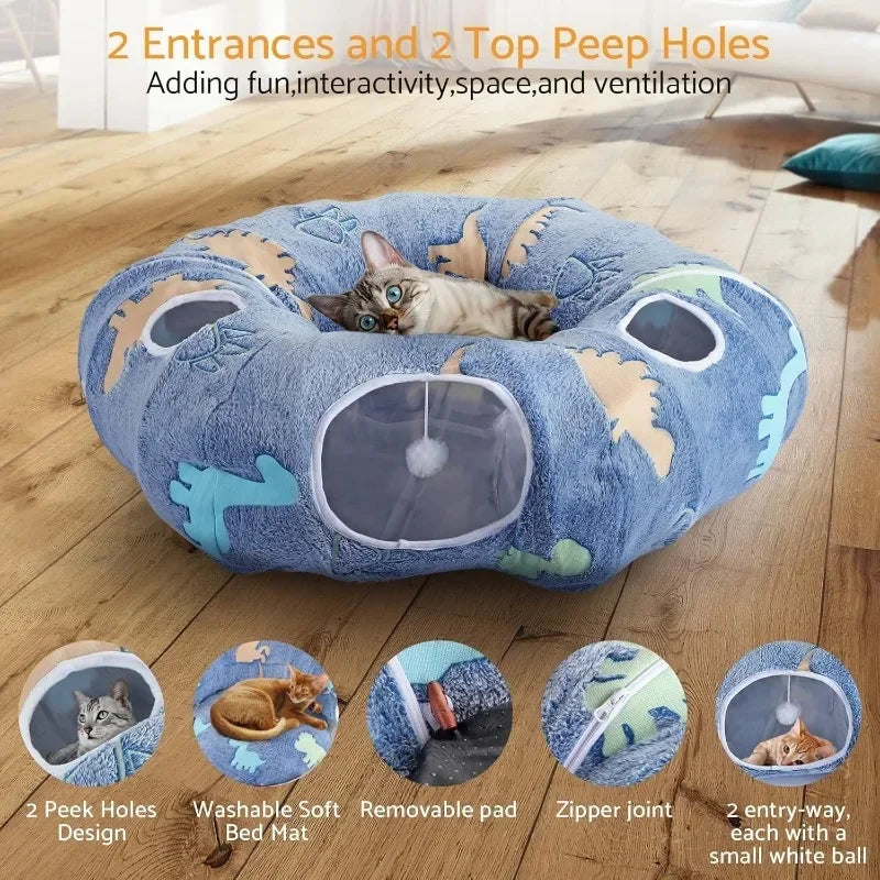 Foldable Cat Tunnel With Four Entry Points Peekaboo Cave