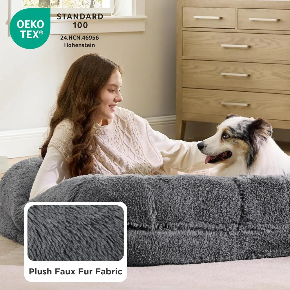 DAFIFY Foldable 2-In-1 Human Dog Bed With Bolster Foam Waterproof