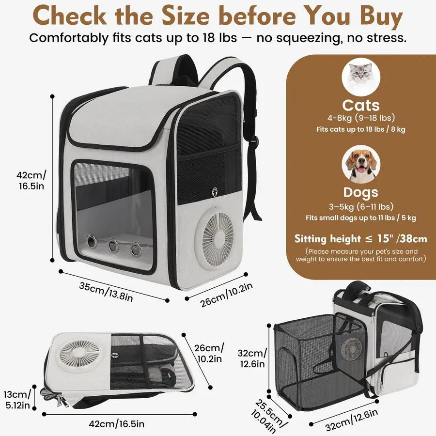 Backpack Carrier With Builtin Cooling Fan And Heating Pad