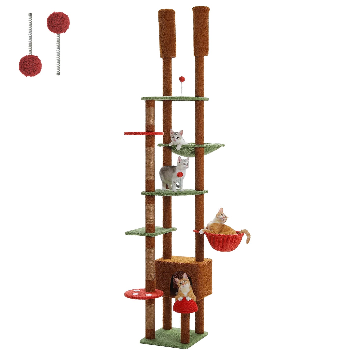 PAWZ Road Adjustable Wooden Cat Tree With Hammock And Scratching Posts