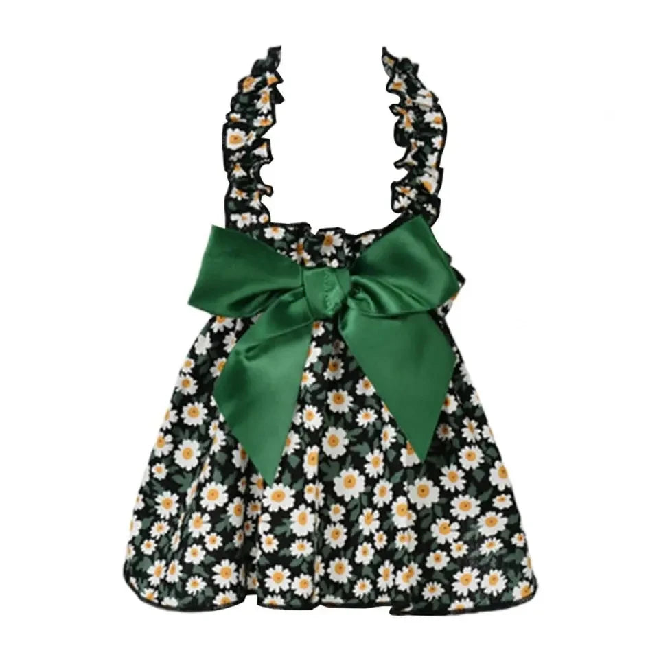 NONECN Pet Dress Sleeveless Flower Princess For Cats And Dogs