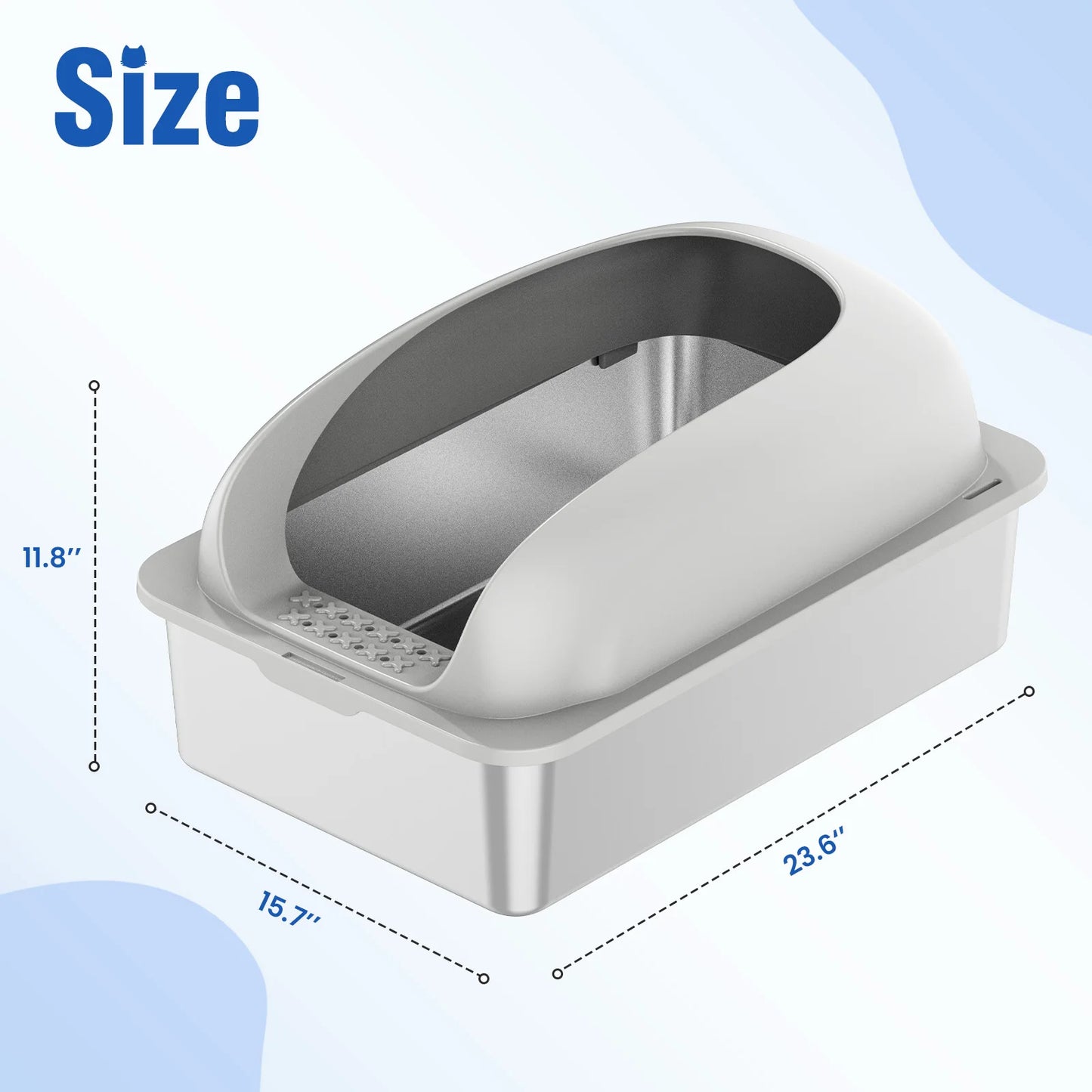 JHK Stainless Steel Cat Litter Box With Lid And Mat