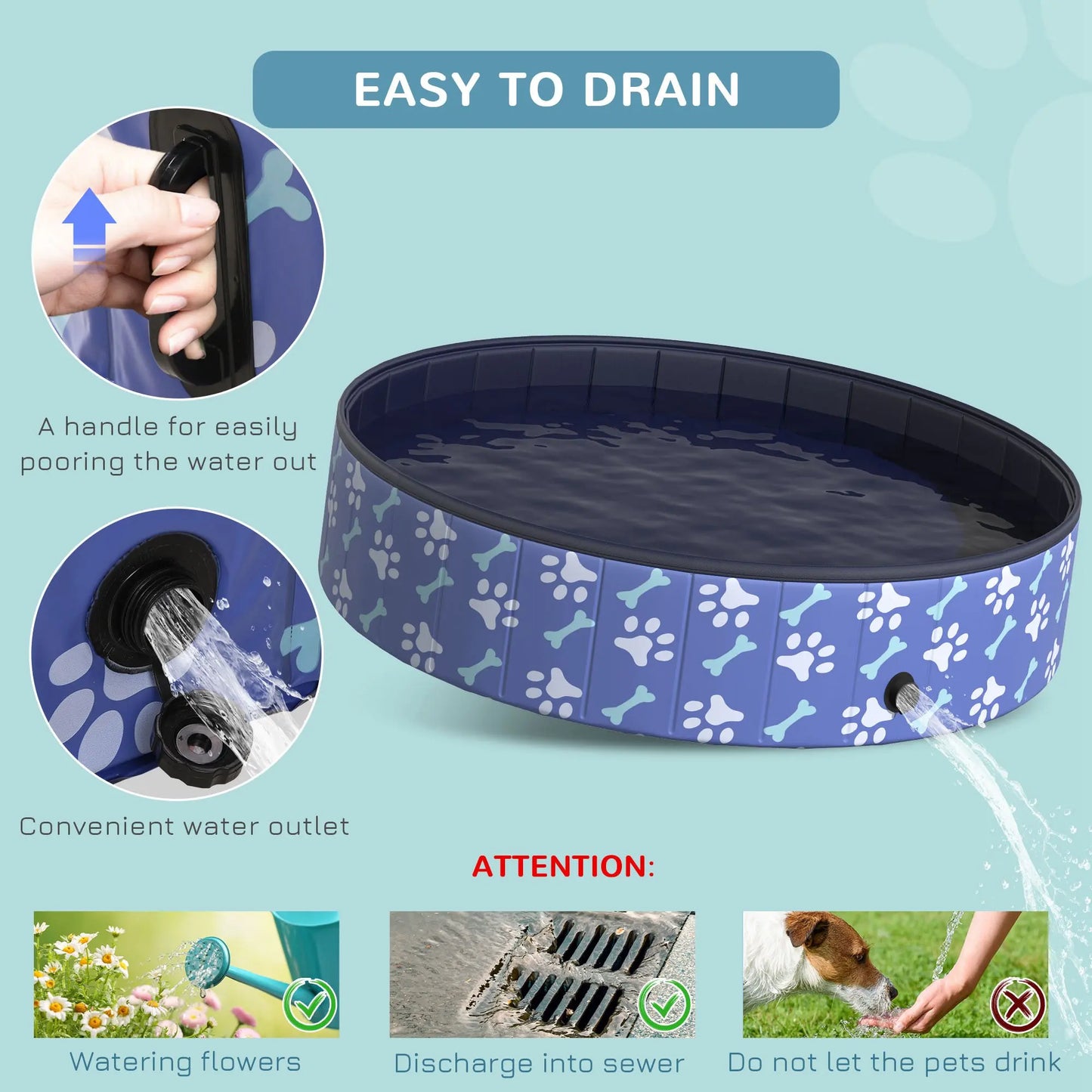 Foldable Pet Swimming Pool Portable Bathing Tub Plastic Durable