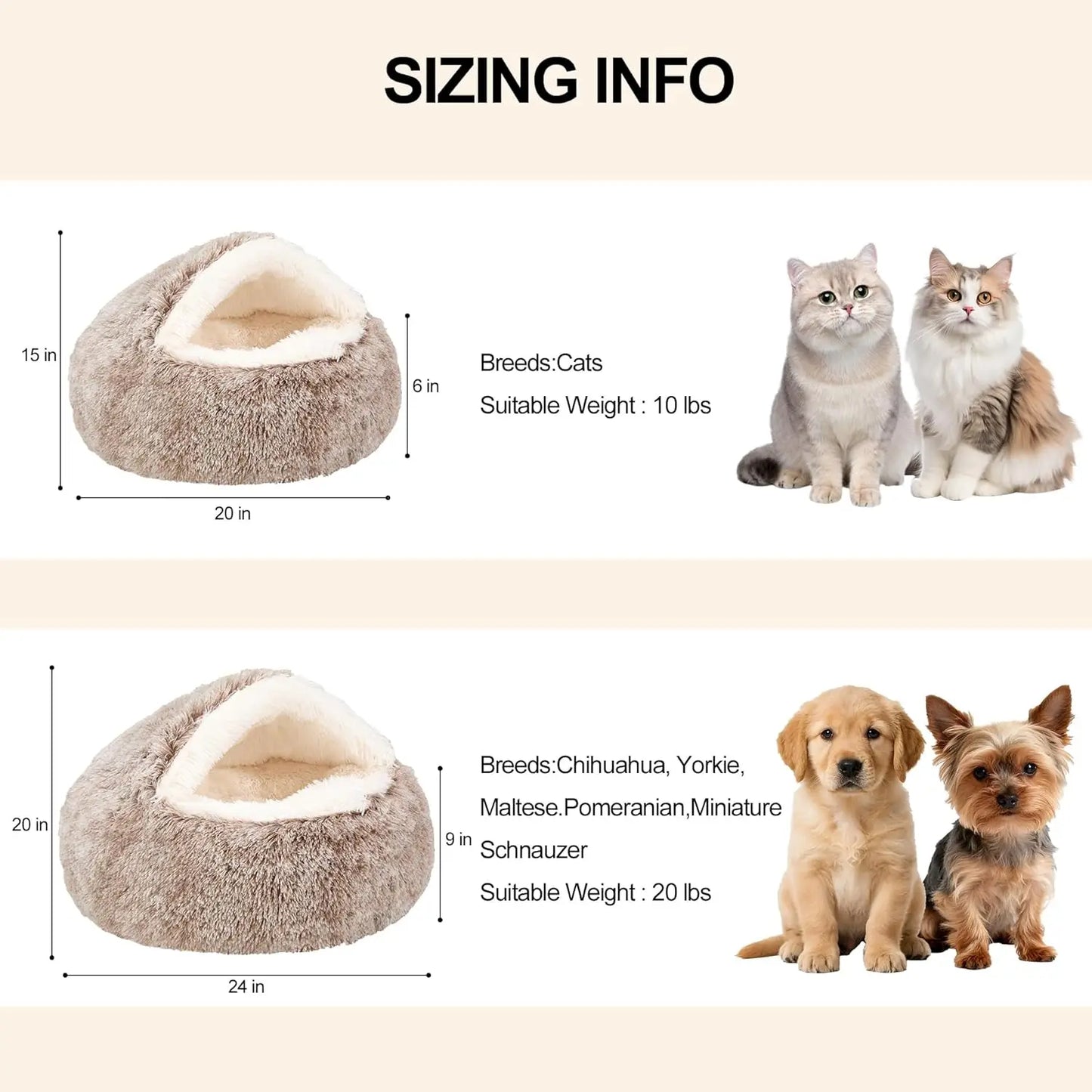 Cozy Hooded Pet Bed For Cats And Small Dogs With Removable Washable Cover