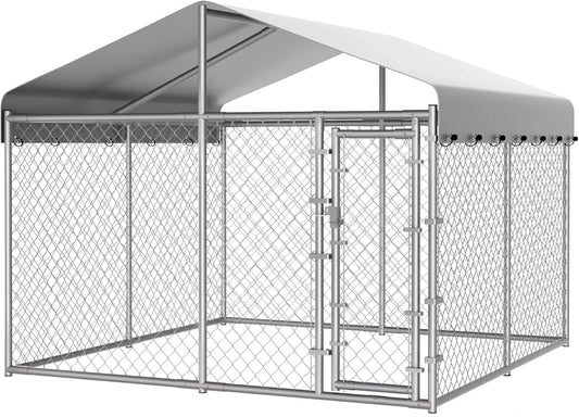 Outdoor Dog Kennel With Roof And Galvanized Chain Link