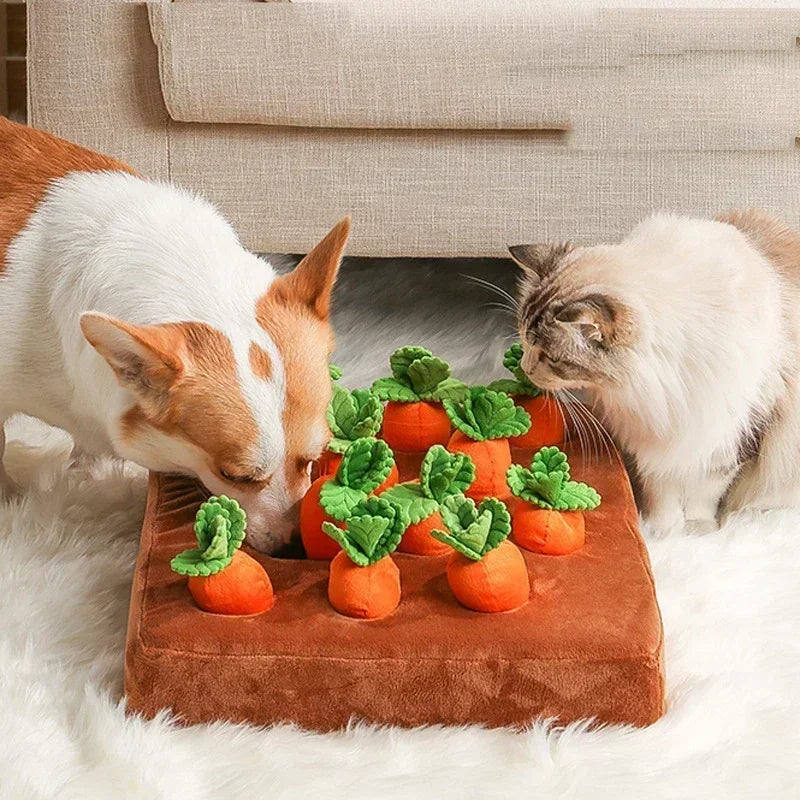 Innovative Snuffle Mat Dog Toy Plush Carrot Vegetable Hideaway