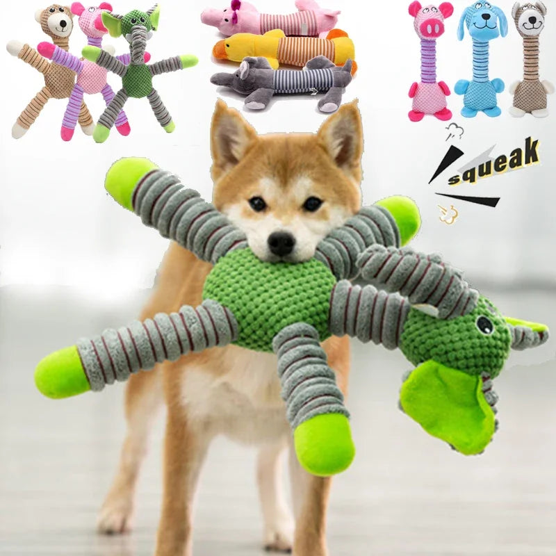 Indestructible Dog Squeaky Toys Plush Chew Molar Training Toy