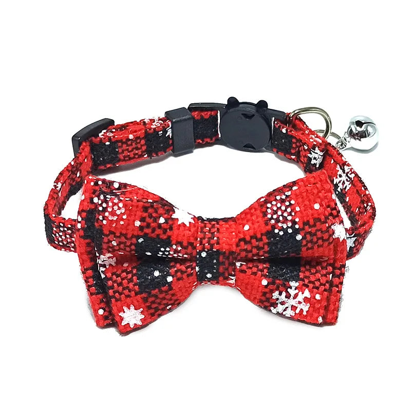 Cat Collar With Bow Tie And Bell Adjustable Elastic Strap