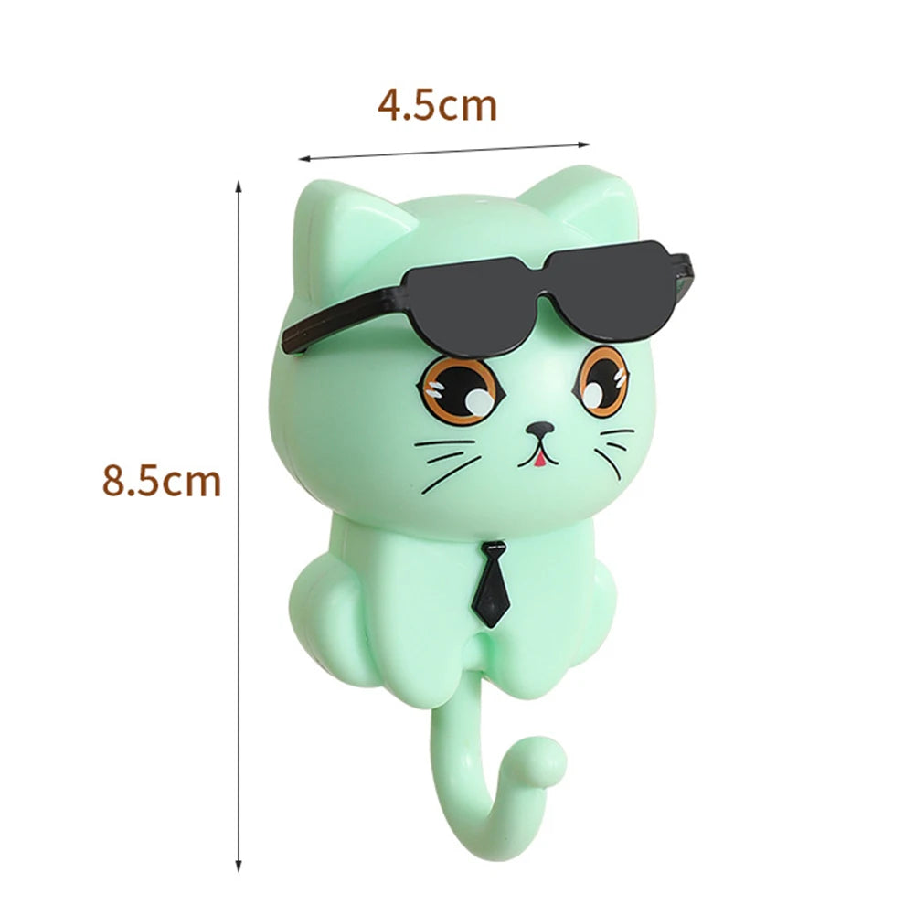 Alloet Cartoon Cat Hook Adhesive Key Holder Wall Coat Hooks