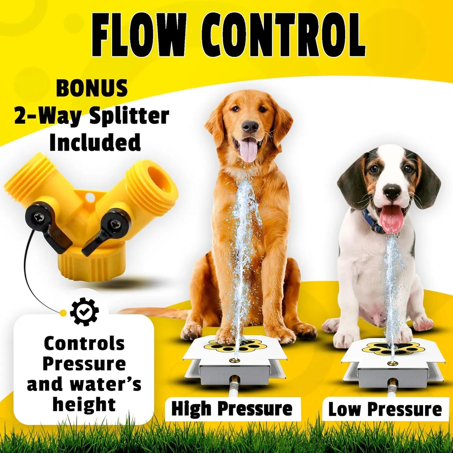 Paw-Activated Outdoor Dog Water Fountain With Garden Hose Connection