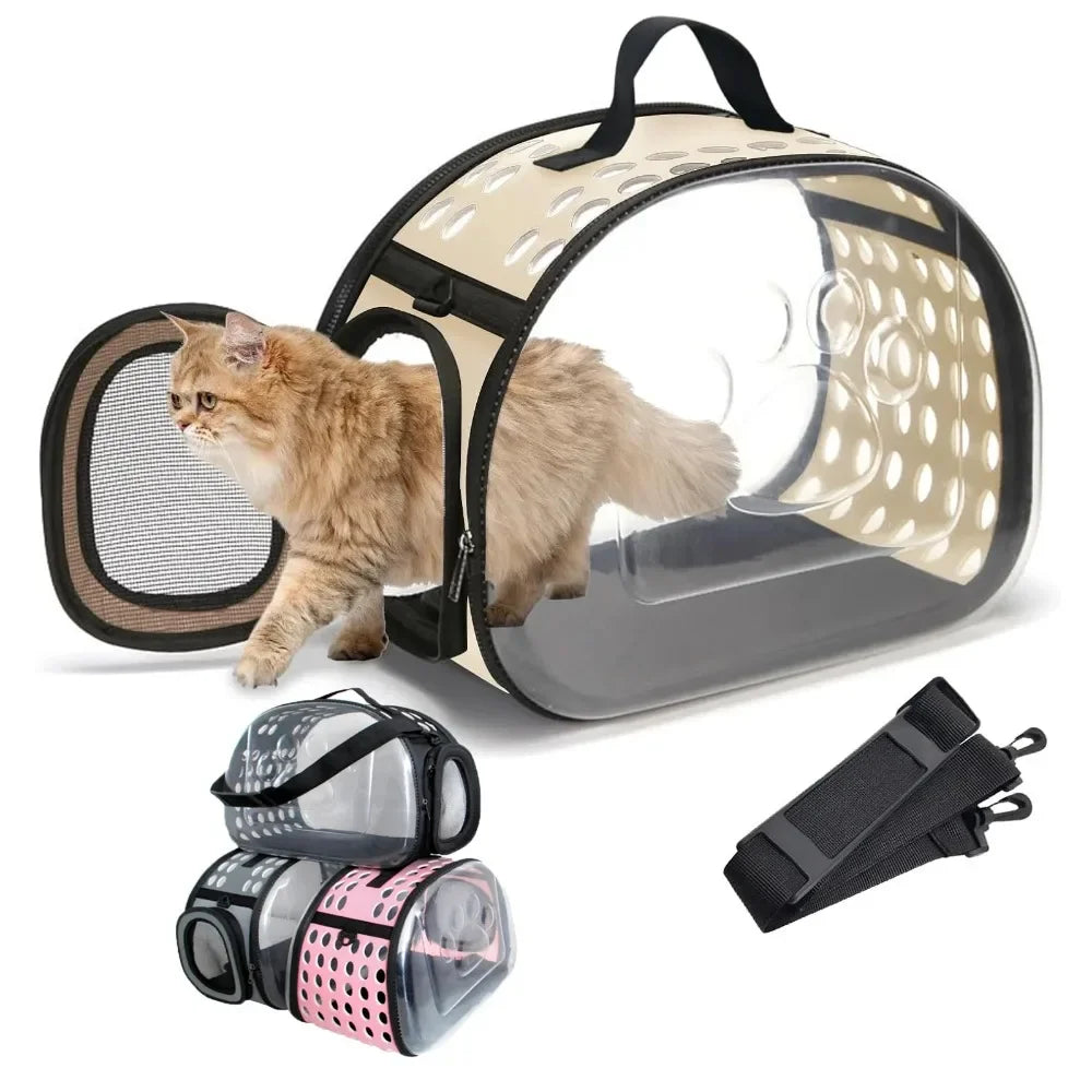 Transparent Foldable Pet Travel Carrier Bag for Dogs and Cats