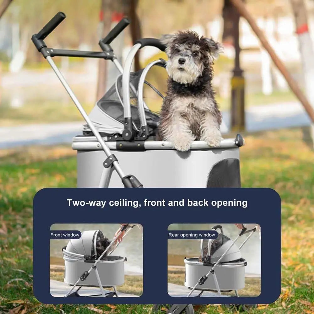 4-Wheel Premium Pet Stroller 3-In-1 For Medium Dogs & Cats