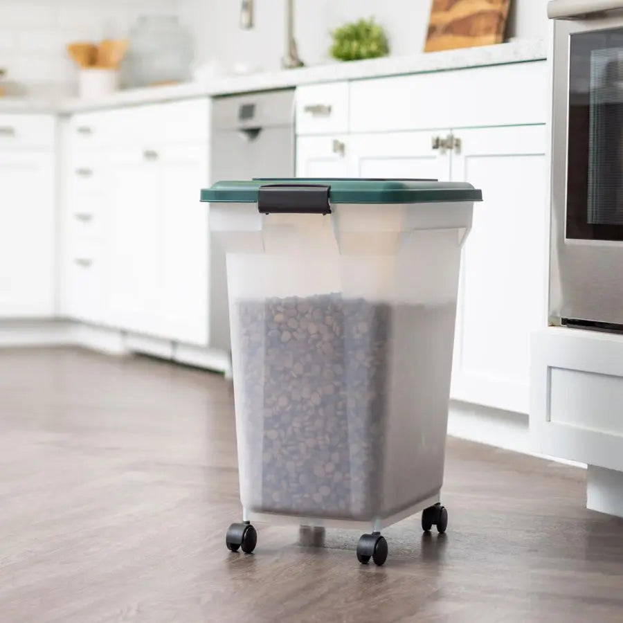 Airtight Pet Food Storage Container With Wheels For Dry Kibble