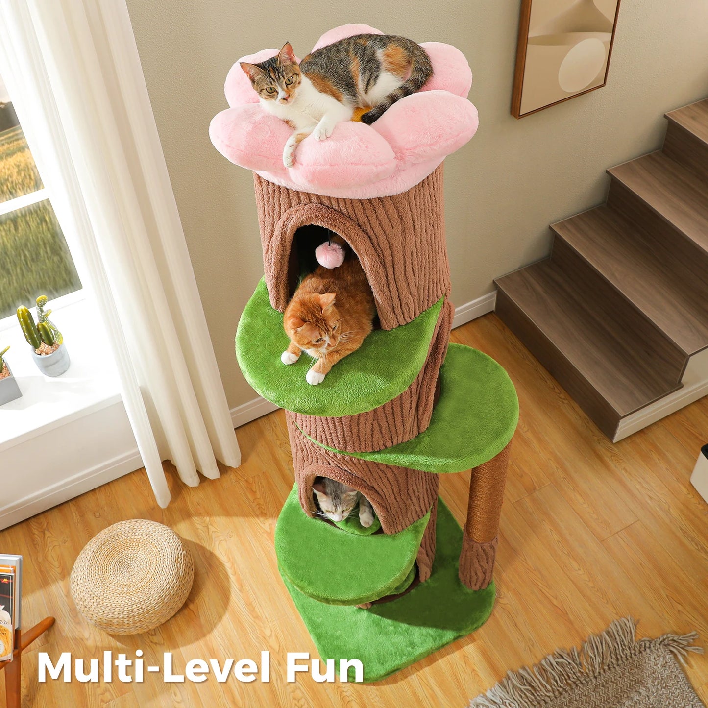 PEQULTICN Tall Cat Tower Forest Cat Tree With Flower Perch