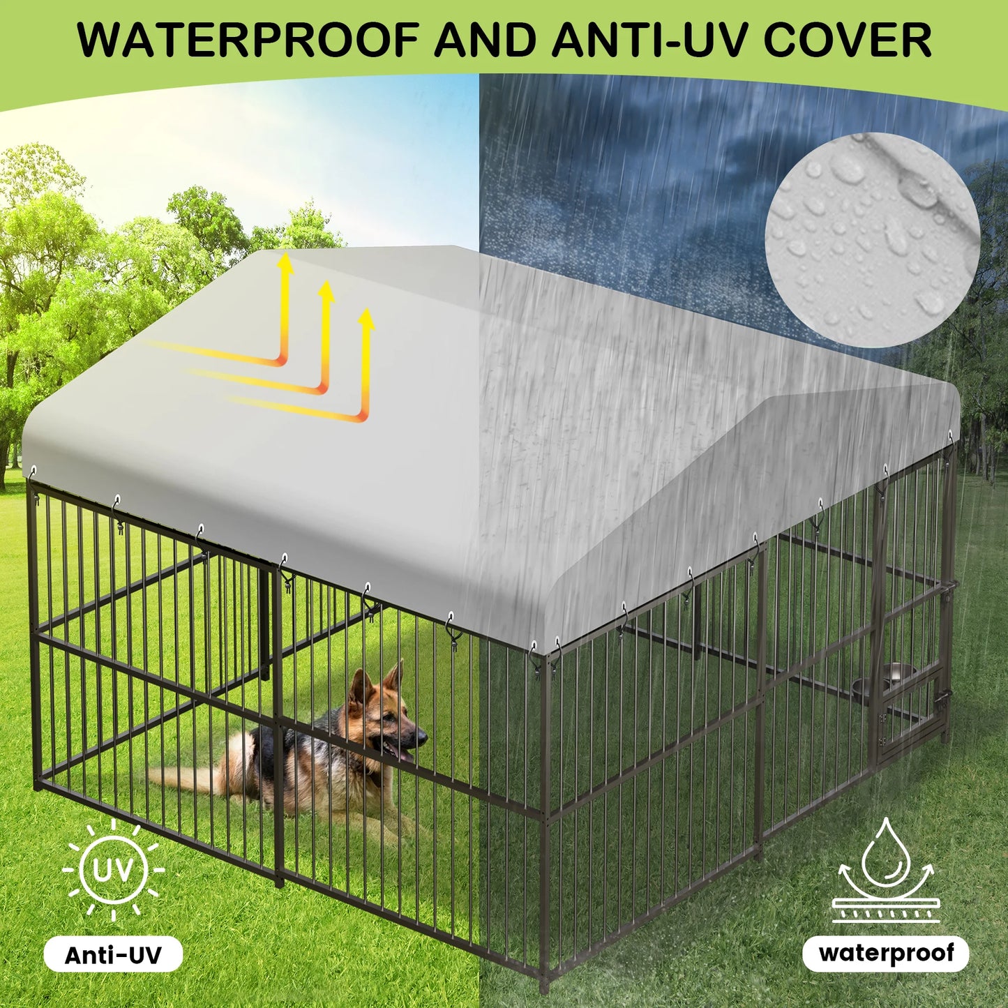 TWISTER.CK Heavy Duty Outdoor Dog Kennel With Roof And Double Lock