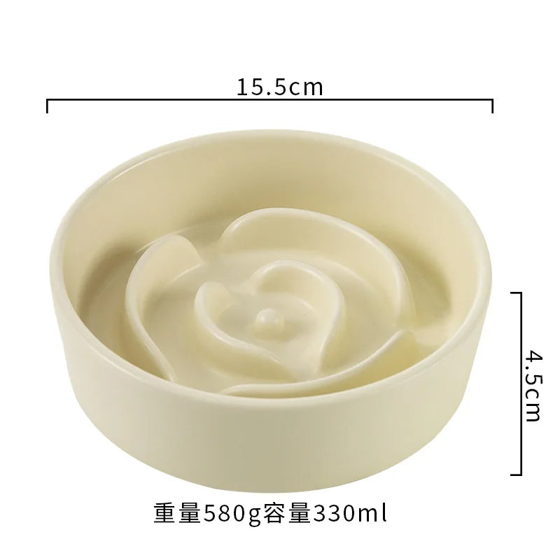 Ceramic Slow Feeder Pet Bowl for Cats and Dogs Puppies