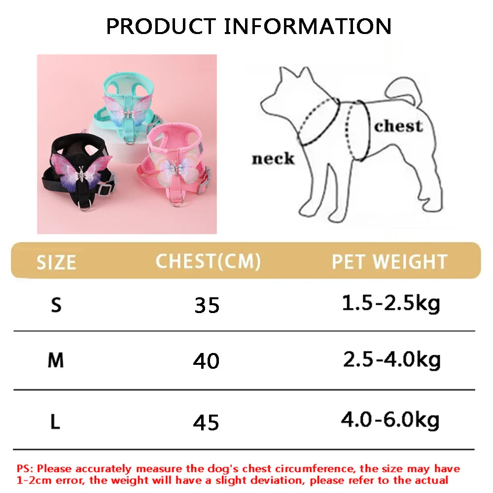 Breathable Cat Harness Set Butterfly Design Leash Accessories