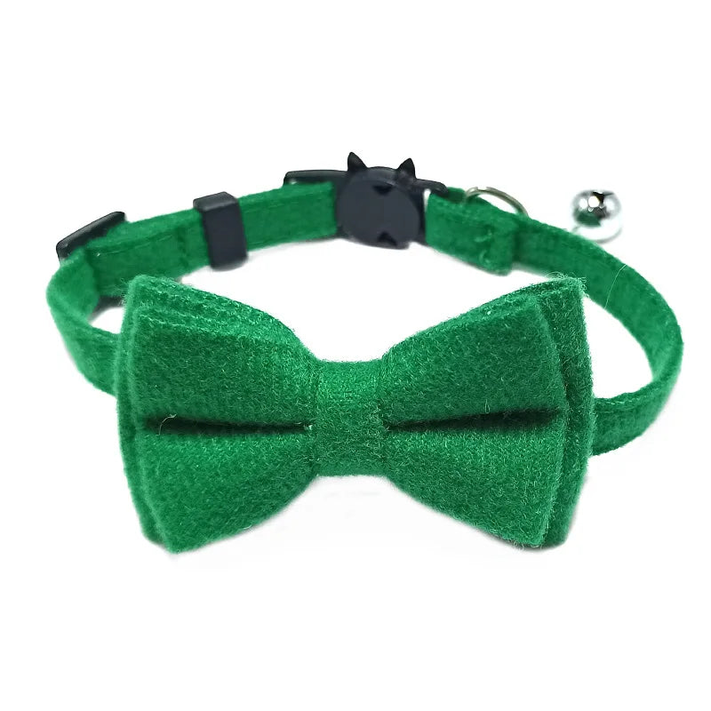 Cat Collar With Bow Tie And Bell Adjustable Elastic Strap