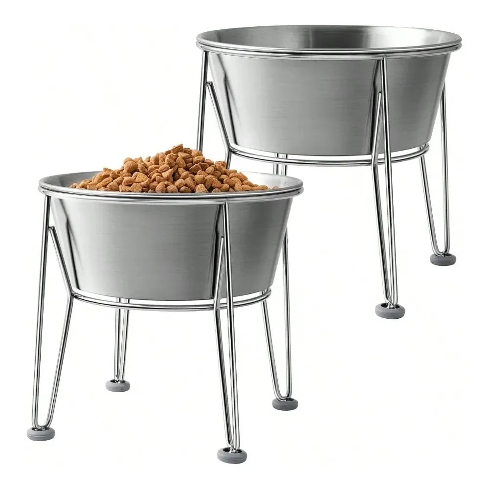 Raised Stainless Steel Dog Bowl With Non Slip Base