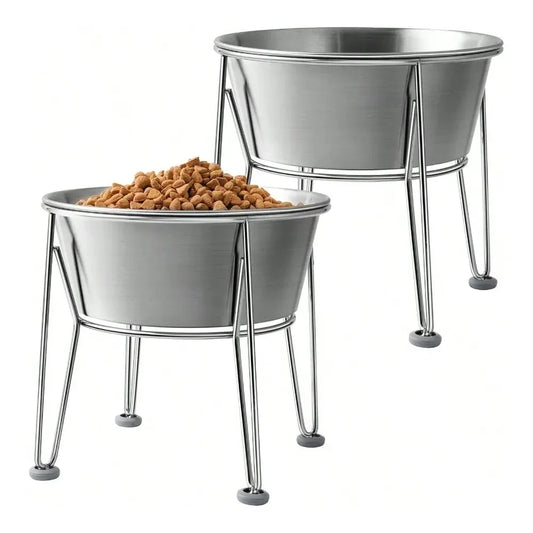 Raised Stainless Steel Dog Bowl With Non Slip Base