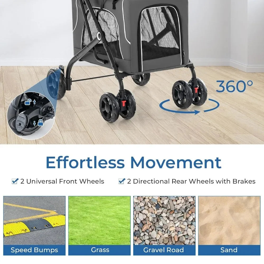 Cat Stroller With Removable Carrycot And Safety Belt