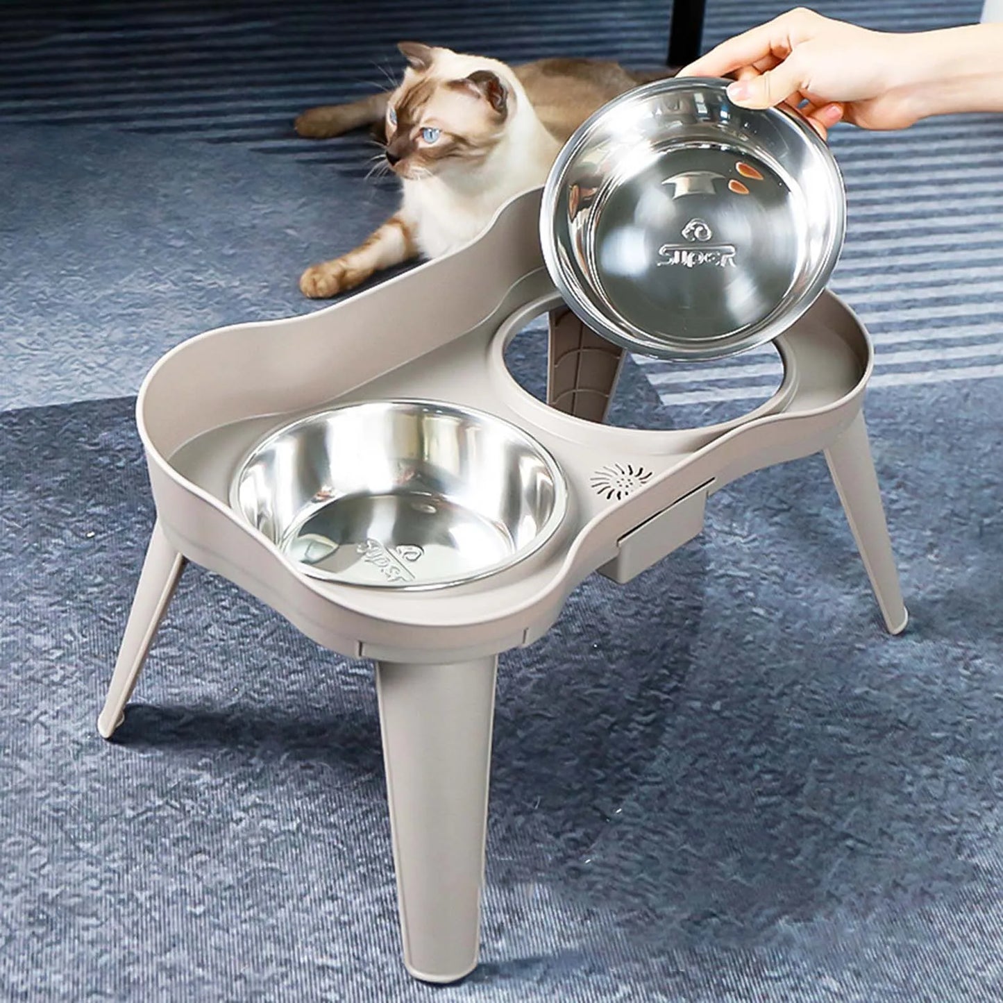 None Elevated Dog Feeder Stainless Steel Non Slip No Spill
