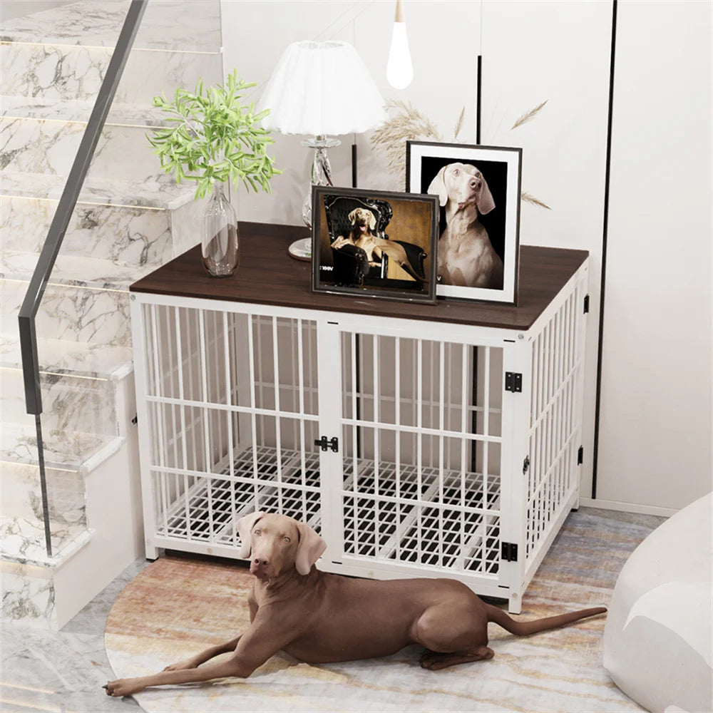 BORWARTH Indoor Wooden Dog Crate Elevated Kennel End Table