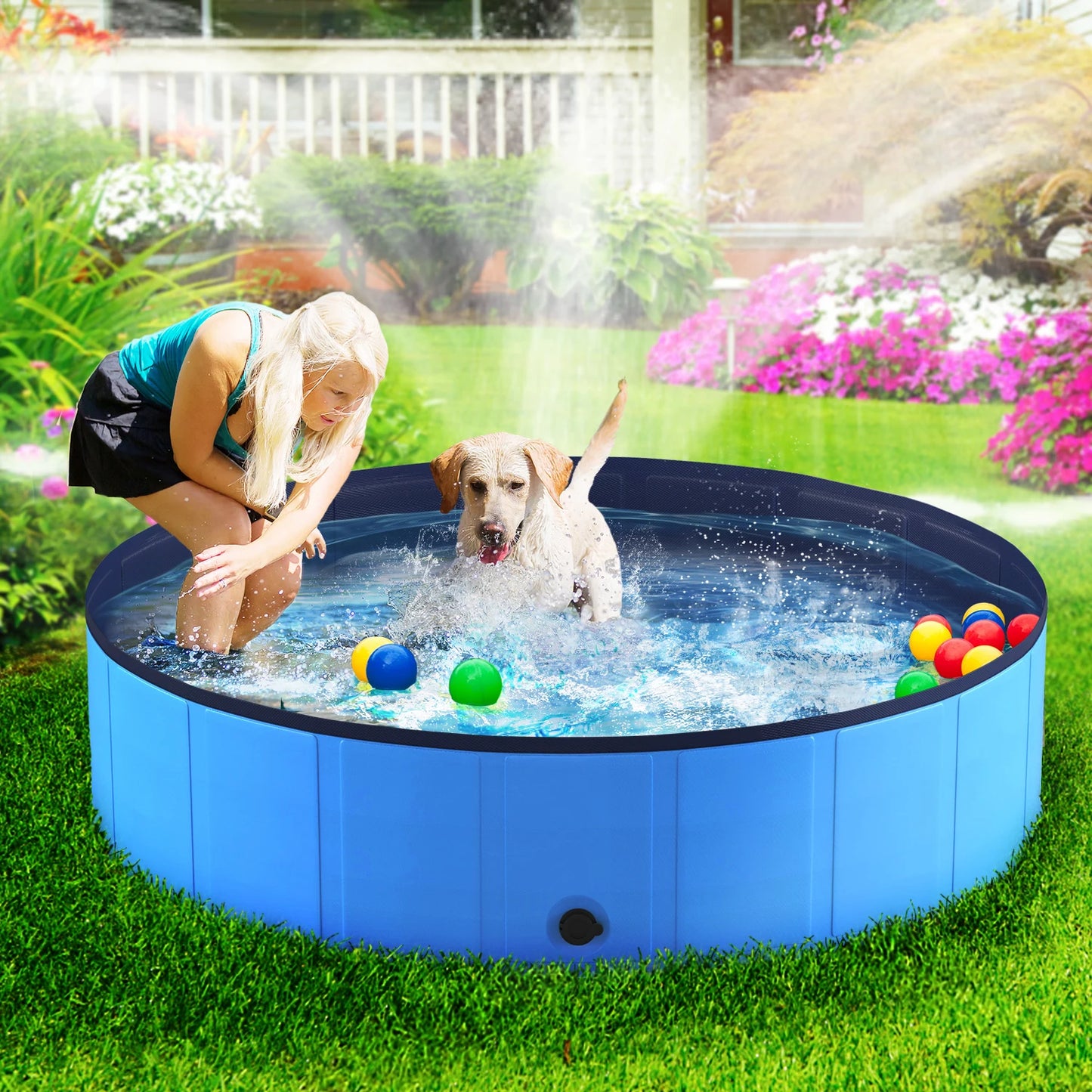 Foldable Portable Dog Pool for Pets Anti Slip Collapsible Bathtub