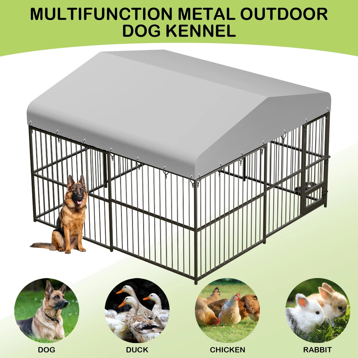 TWISTER.CK Heavy Duty Outdoor Dog Kennel With Roof And Double Lock
