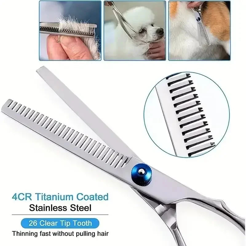 Ambidextrous Pet Safe Dog Grooming Scissors Stainless Steel Round Head