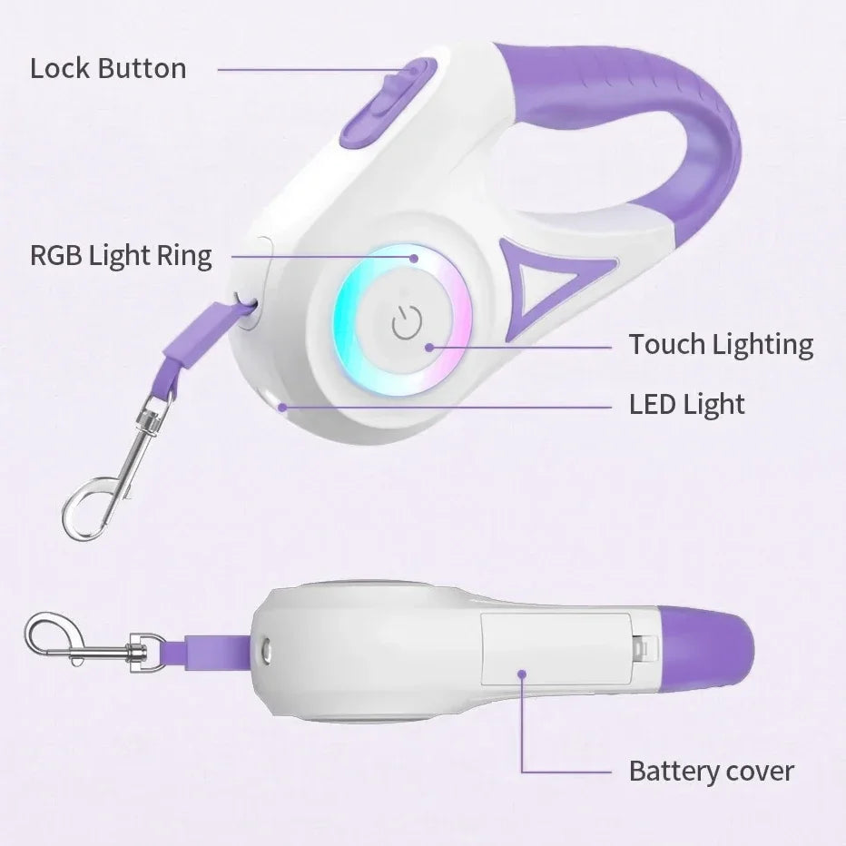 NONECN LED Retractable Dog Leash With Light For Pets