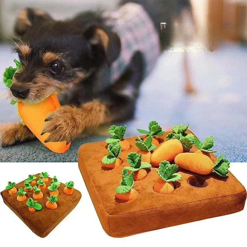 Innovative Snuffle Mat Dog Toy Plush Carrot Vegetable Hideaway