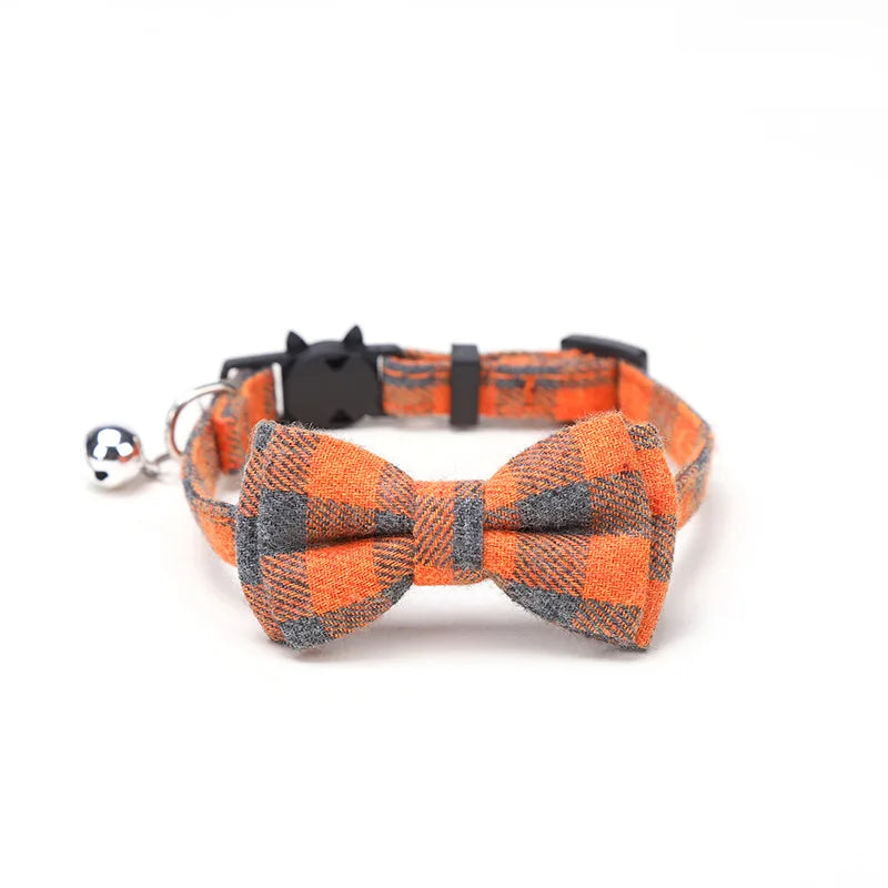 Cat Collar With Bow Tie And Bell Adjustable Elastic Strap
