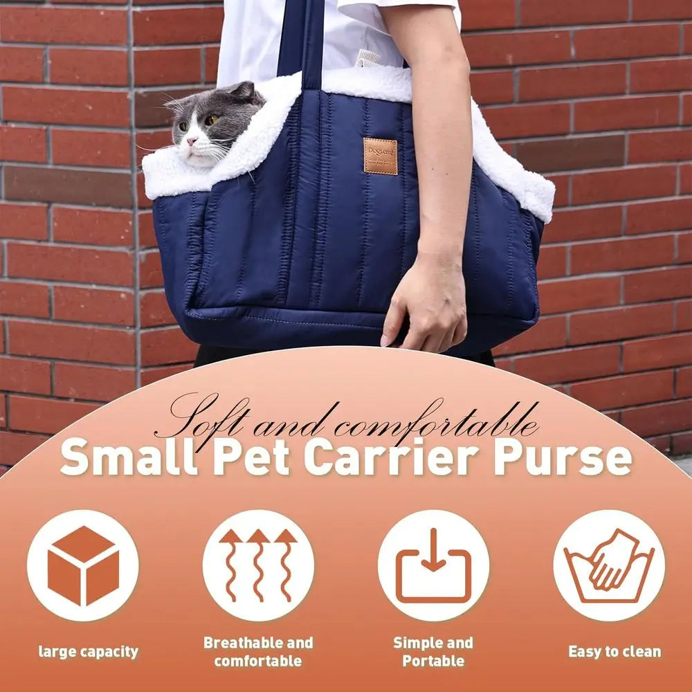 Waterproof Dog Carrier Purse With Winter Fleece Harness Clip