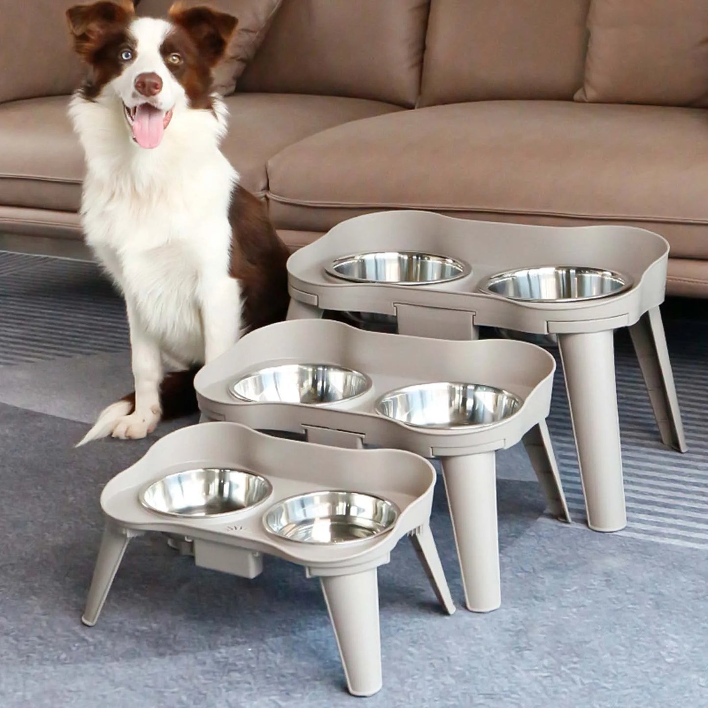 None Elevated Dog Feeder Stainless Steel Non Slip No Spill