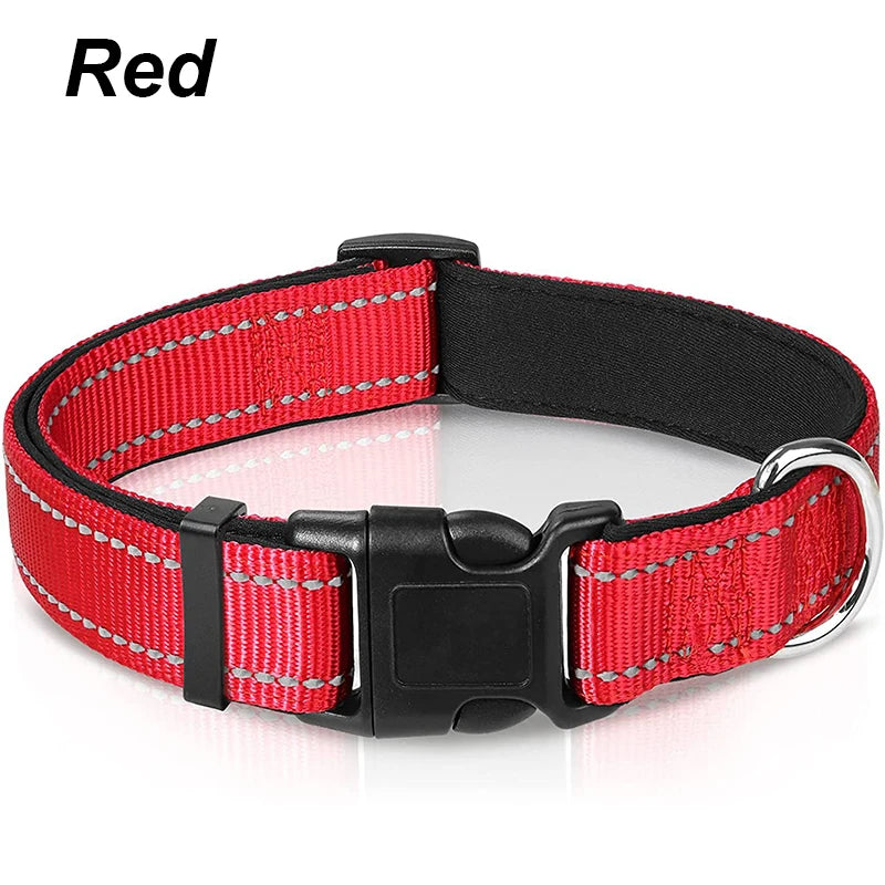 NONECN Reflective Neoprene Padded Dog Collar Adjustable Nylon