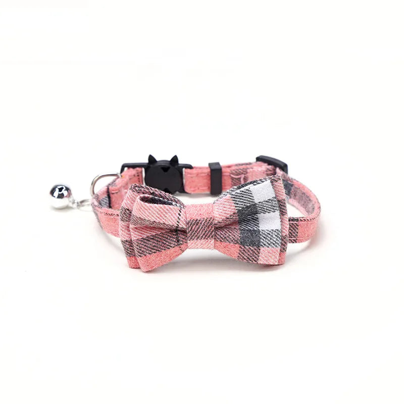 Cat Collar With Bow Tie And Bell Adjustable Elastic Strap