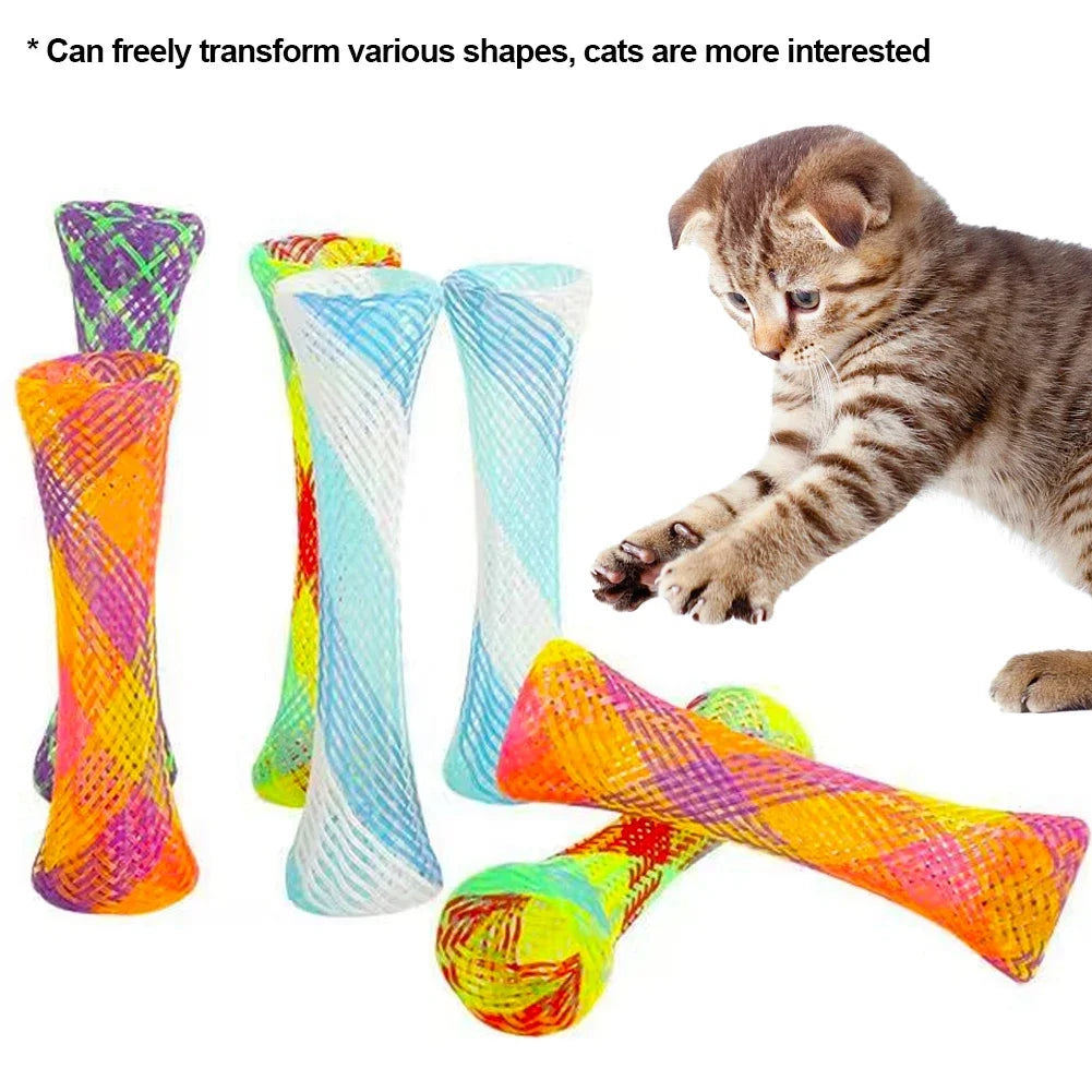 Kitten Cat Spring Toys Set Colorful Interactive Telescopic Coils