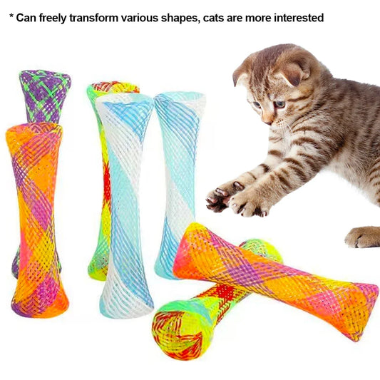 Kitten Cat Spring Toys Set Colorful Interactive Telescopic Coils