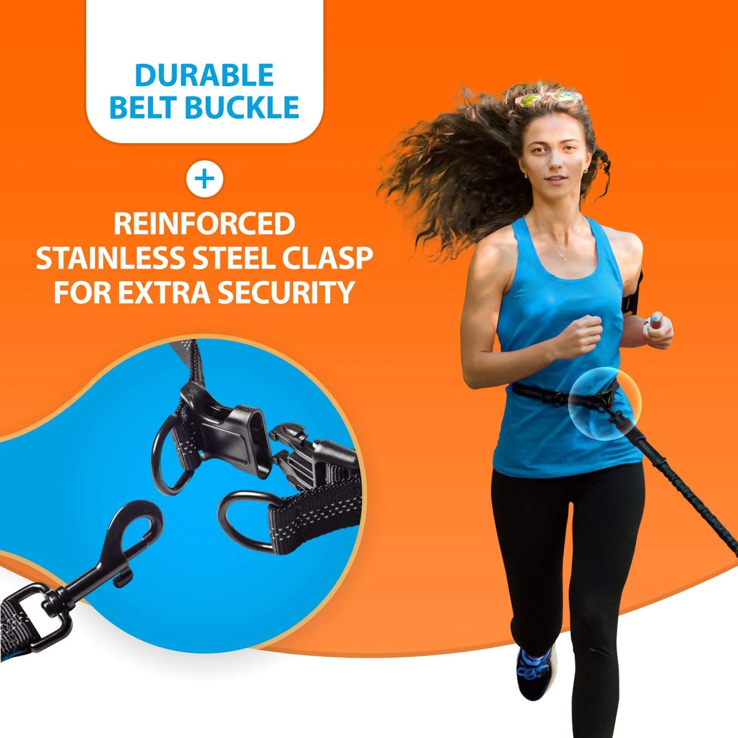 DCLOUD Hands Free Double Dog Leash For Two Dogs With Reflective Stitches
