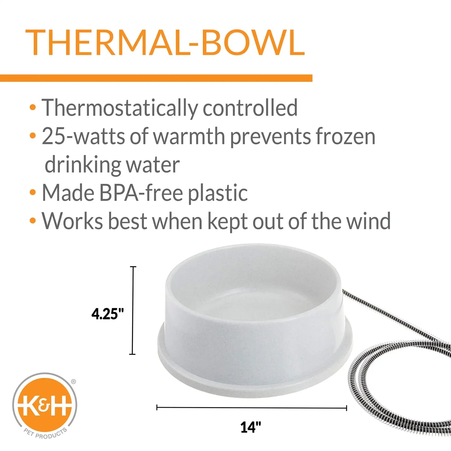 Outdoor Thermostatically Controlled Heated Water Bowl for Cats and Dogs