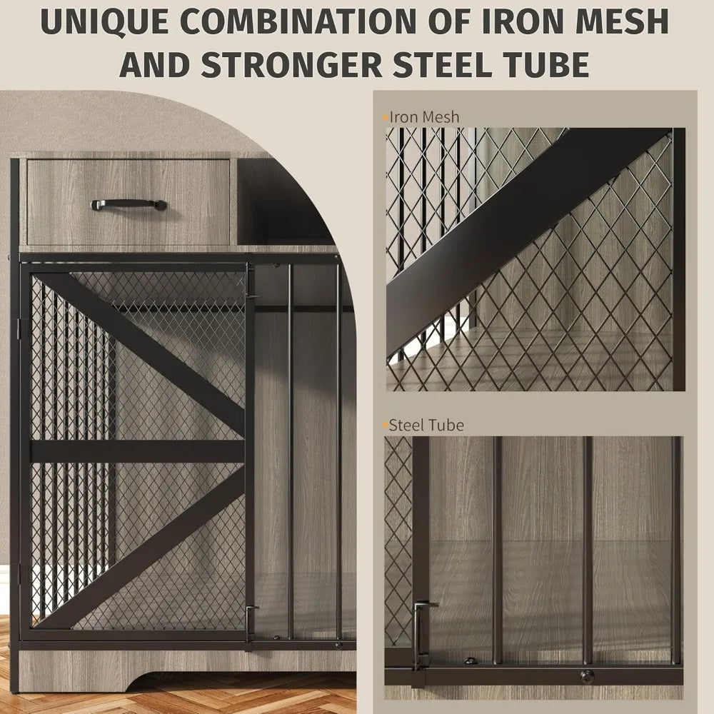 Heavy Duty Metal Dog Crate Furniture With TV Stand