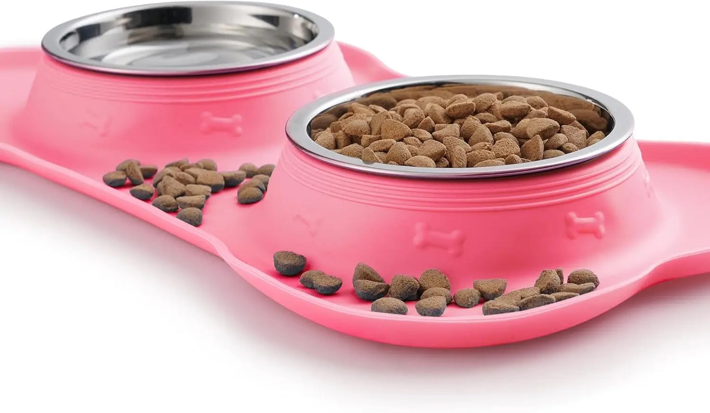 Stainless Steel Dog Bowls With Non-Slip Mat And Food Scoop